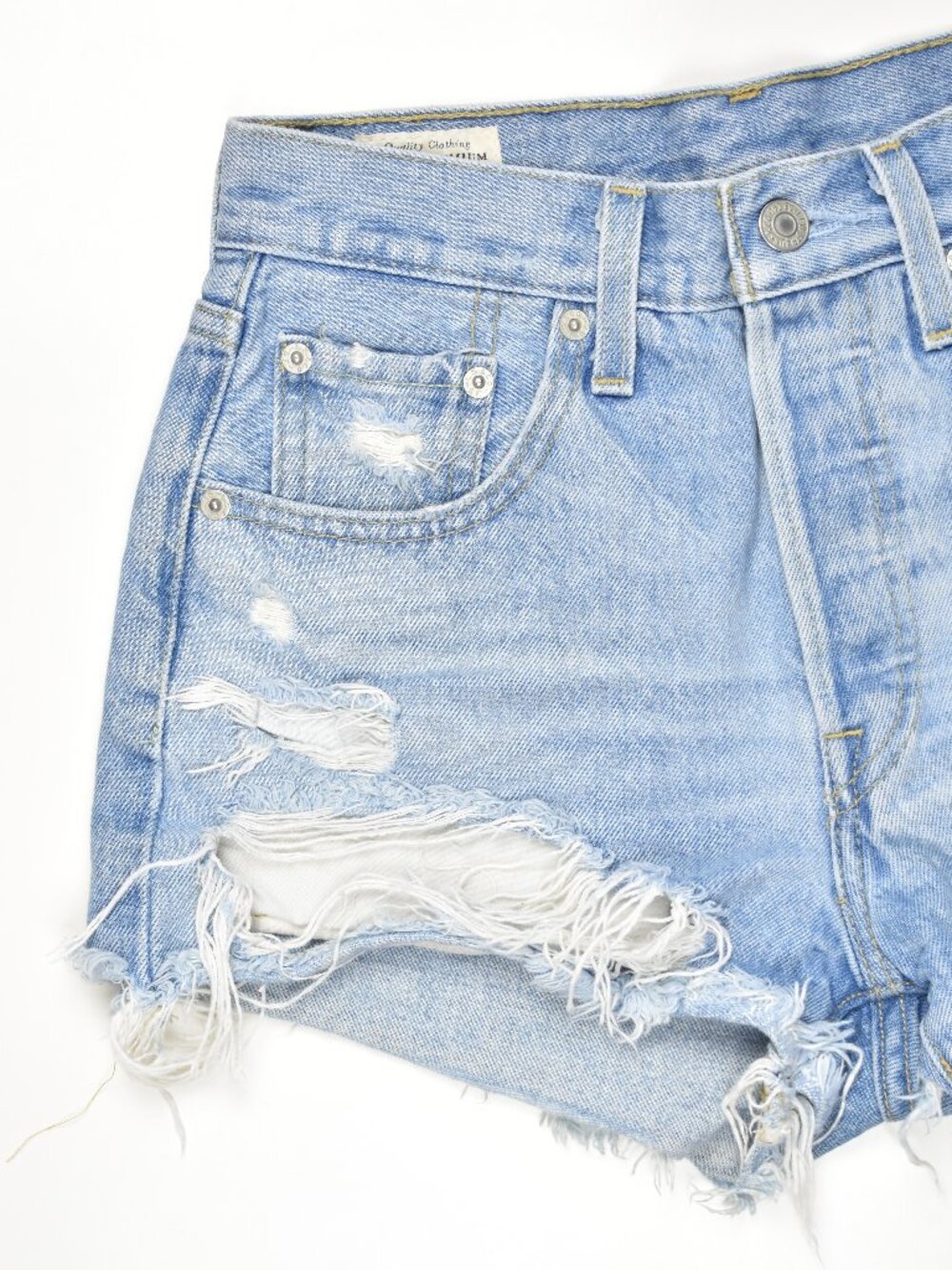 Levi's 501 Denim Cut Off Distressed Jean Shorts - 24 - Picture 4 of 8